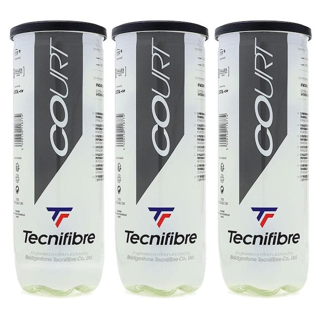 Bola de Tênis Tecnifibre Court - Pack com 3 Tubos - Foto 1