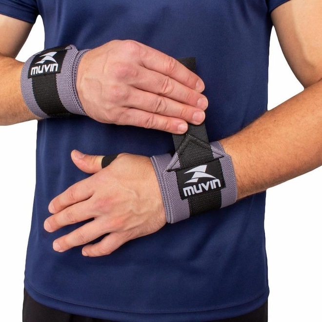 Kit Cinturão de Musculação e Munhequeira Elástica Curta Muvin - Foto 1