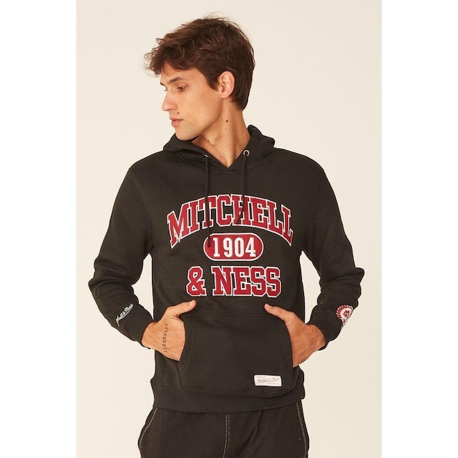 Blusão De Moletom Com Capuz Mitchell & Ness Fechado Com Capuz Branded - Masculino - Foto 1