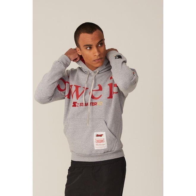 Blusão de Moletom Starter Collab Budweiser Gray - Masculino - Foto 1