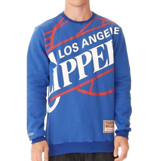 Blusão De Moletom Mitchell & Ness Fechado Gola Careca Los Angeles Clippers - Masculino - Foto 1