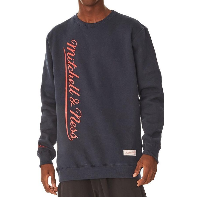 Blusão De Moletom Mitchell & Ness Fechado Gola Careca Branded - Masculino - Foto 1