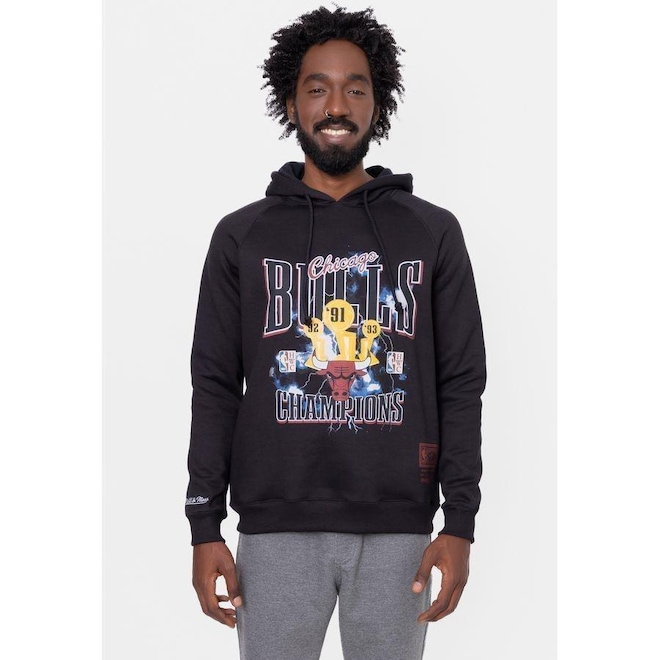 Blusão De Moletom Com Capuz Mitchell & Ness Playoffs Chicago Bulls - Masculino - Foto 1