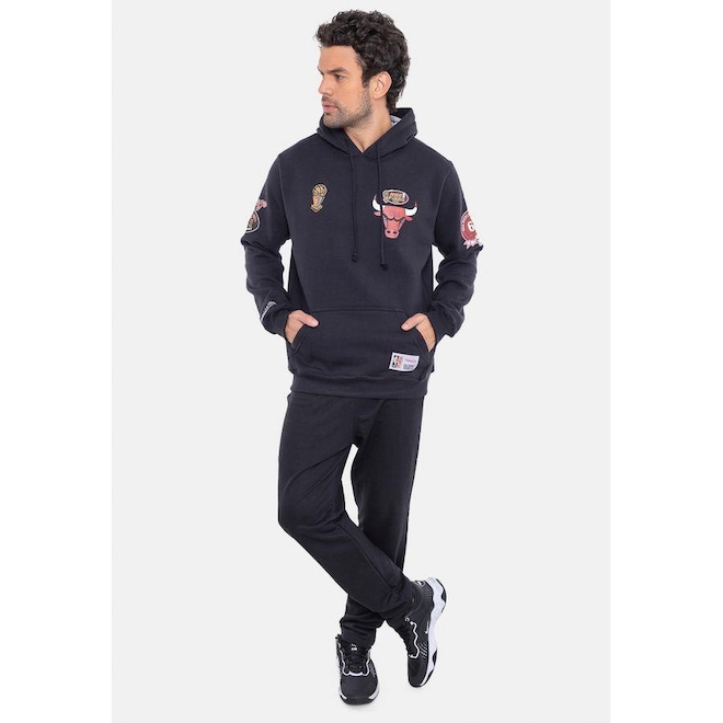 Blusão De Moletom Com Capuz Mitchell & Ness Canguru Fechado City Patches - Masculino - Foto 1