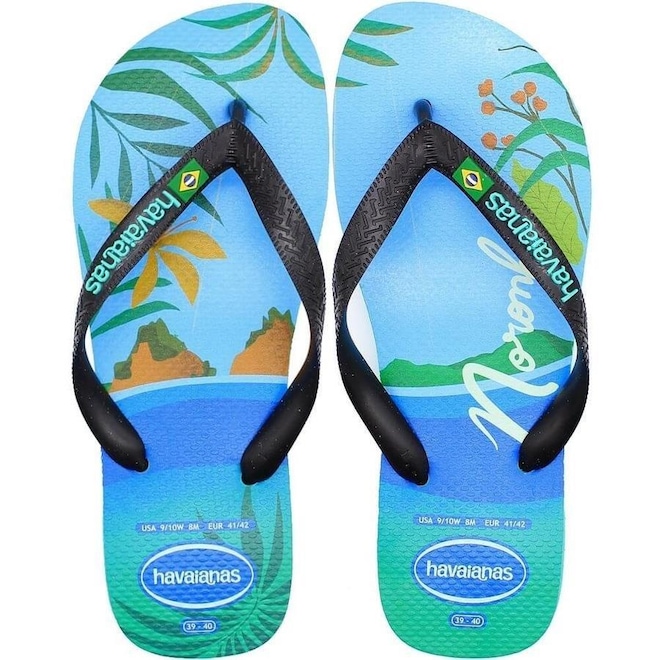 Chinelo Havaianas Top Postcard Tropical - Masculino - Foto 1