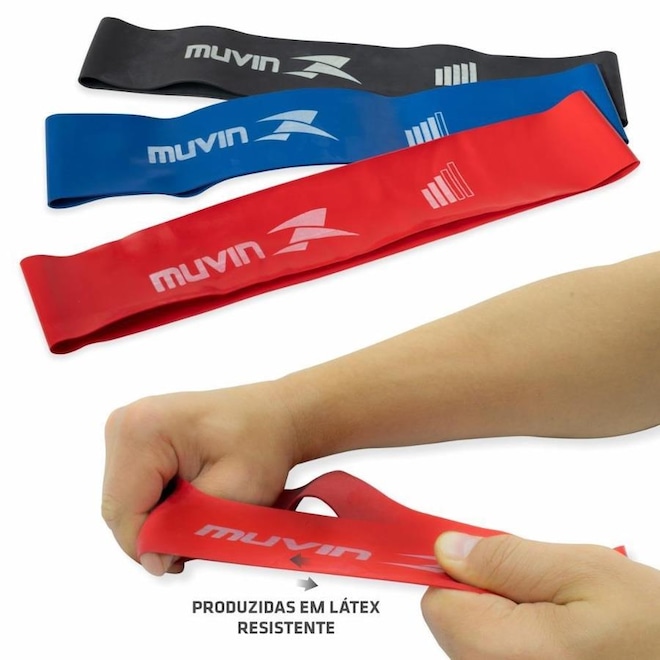 Kit Caneleira de Peso 2,0Kg com Corda de Pular Ajustável 3,15 Metros e Mini Band 3 Tensões Muvin - Foto 1