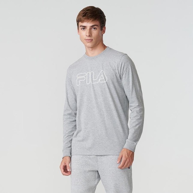 Camiseta Manga Longa Fila Letter Outline - Masculina - Foto 1