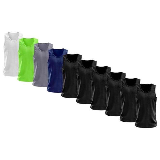 Kit Camisetas Regata Dellas Fit Dry Lisa Básica Treino - Masculina - 10 unidades - Foto 1