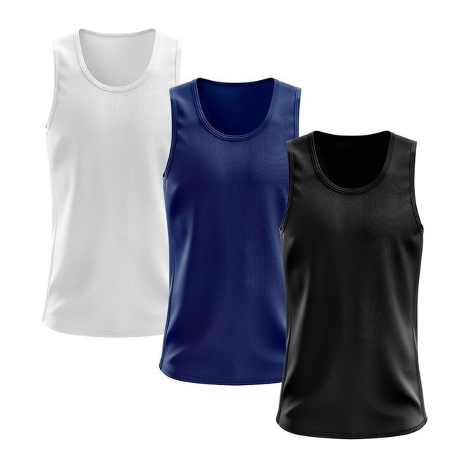 Kit Camisetas Regata Dellas Fit Lisa Básica Dry - Masculina - 3 Unidades - Foto 1