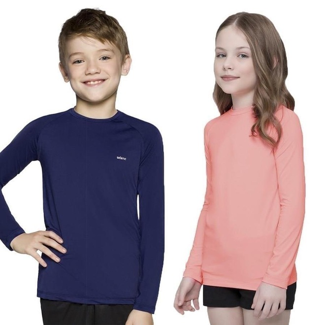Kit de Camisas Térmicas Selene Proteção Uv50+ - 2 Unidades - Infantil - Foto 1