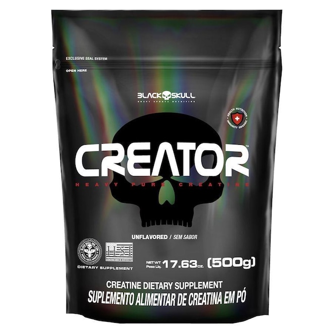 Creator - Creatina Monohidratada - 500G - Refil - Black Skull - Foto 1