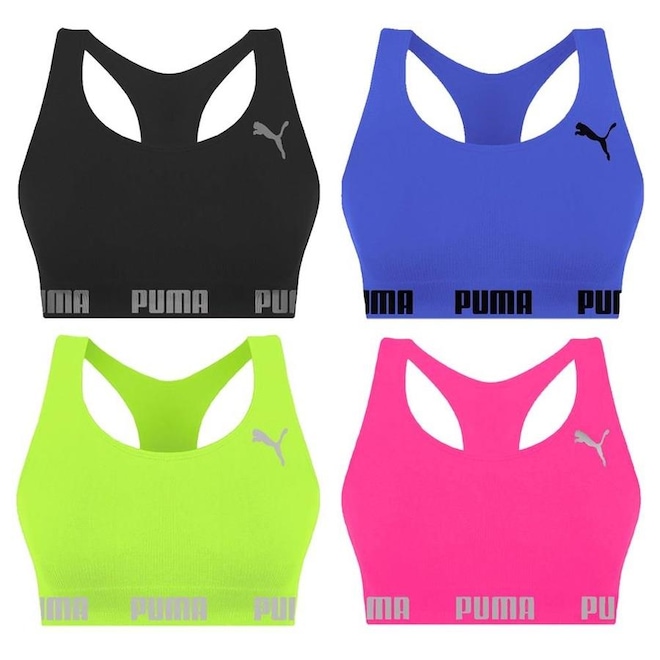 Kit Tops Puma Nadador sem Costura - 4 Unidades - Feminino - Foto 1