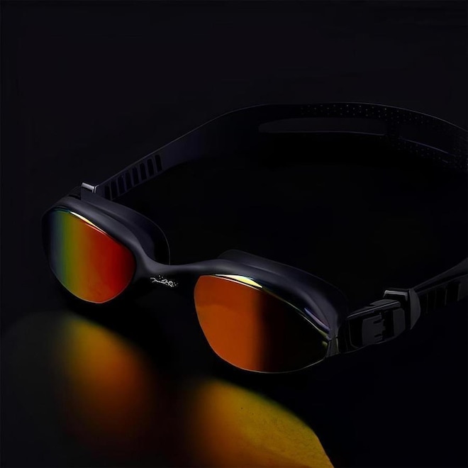 Kit Óculos de Natação Gold Sports Wave Ii Performance Espelhado Touca Elastano Nose Clip e Ear Plug - Adulto - Foto 1