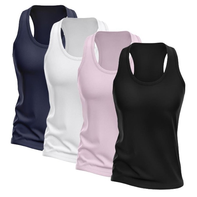 Kit Camisetas Regata Nadador Dellas Fit Dry - Feminina - 4 Unidades - Foto 1