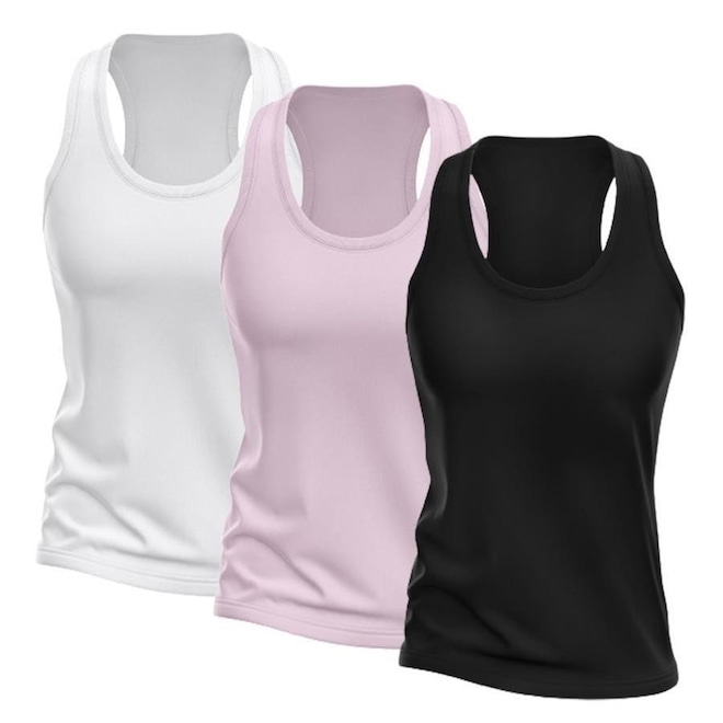 Kit Camisetas Regata Dellas Fit Dry Nadador - Feminina - 3 unidades - Foto 1