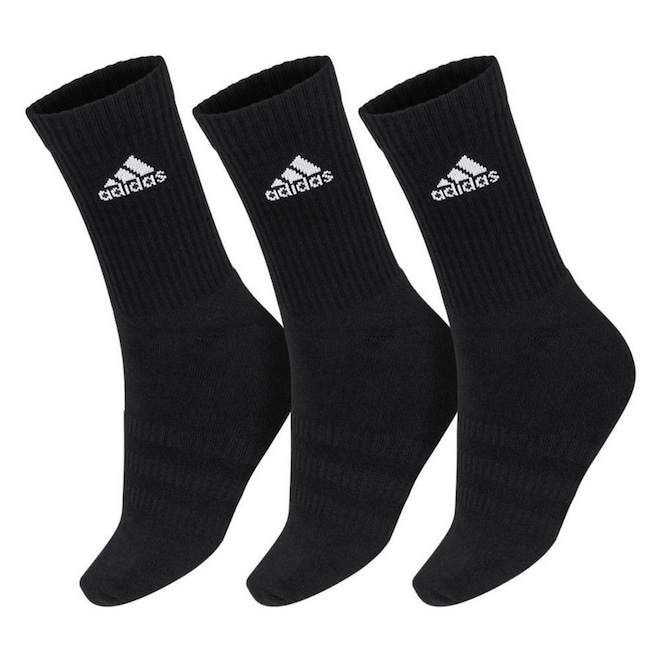 Meia Cano Alto adidas Cushion Pack 35 ao 37 - 3 Pares - Adulto - Foto 1
