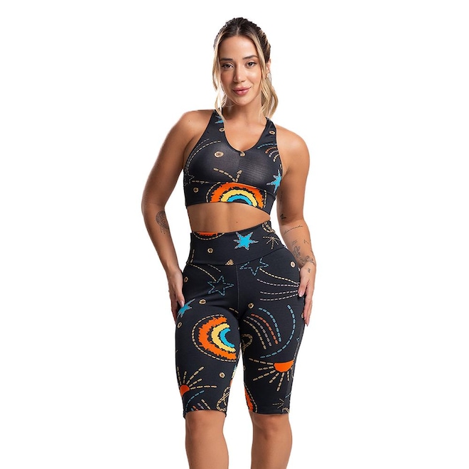 Bermuda de Ciclista Mvb Modas Suplex Cintura Alta Fitness - Feminina - Foto 1