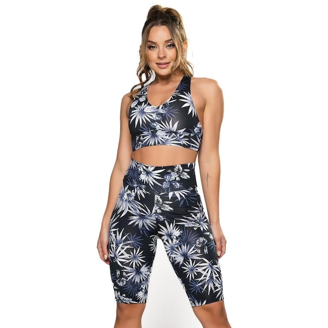 Bermuda de Ciclista Mvb Modas Suplex Cintura Alta Fitness - Feminina - Foto 1