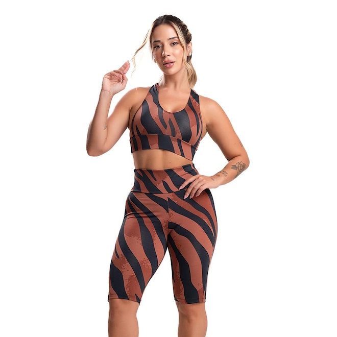 Bermuda de Ciclista Mvb Modas Suplex Cintura Alta Fitness - Feminina - Foto 1