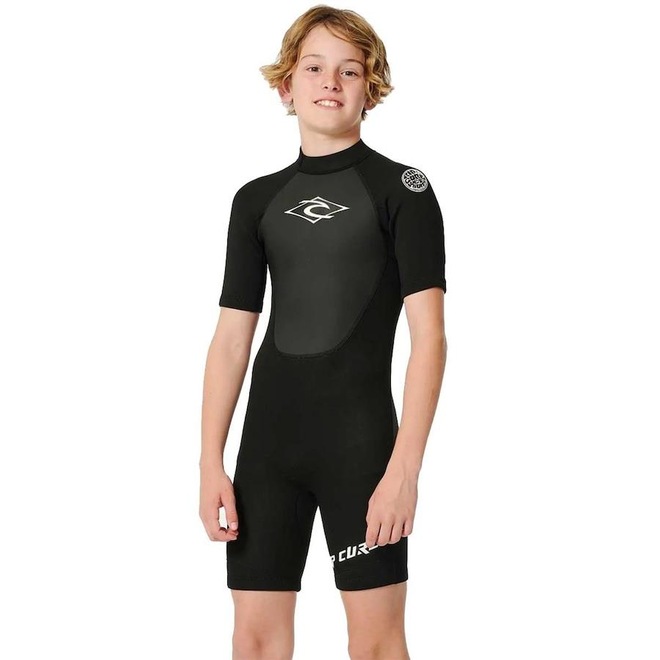 Short John Rip Curl Omega 2Mm Springsuit Back Zip Black - Infantil - Foto 1