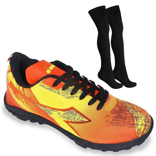 Chuteira Society Diadora Agilita + Par de Meião - Infantil - Foto 1