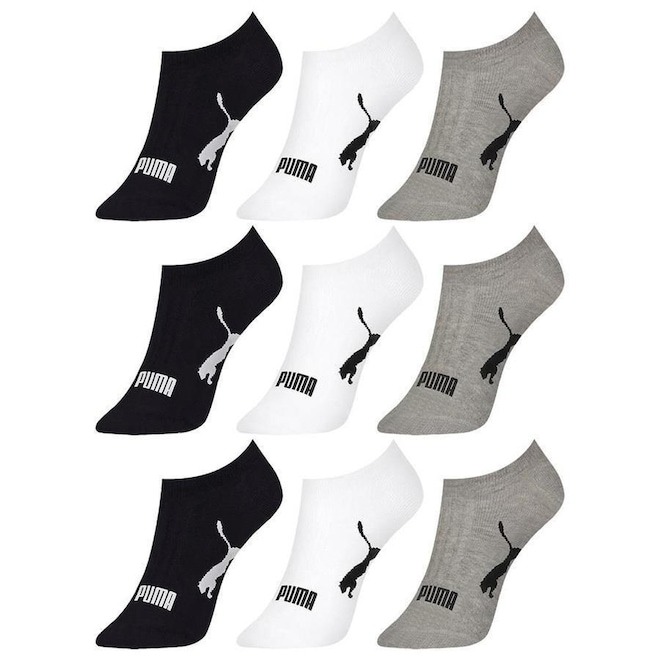Kit de Meias Sapatilha Puma Esportiva - 9 Pares - Feminina - Foto 1