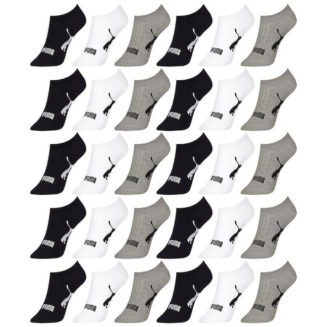 Kit de Meias Sapatilha Puma Esportiva - 30 Pares - Feminina - Foto 1