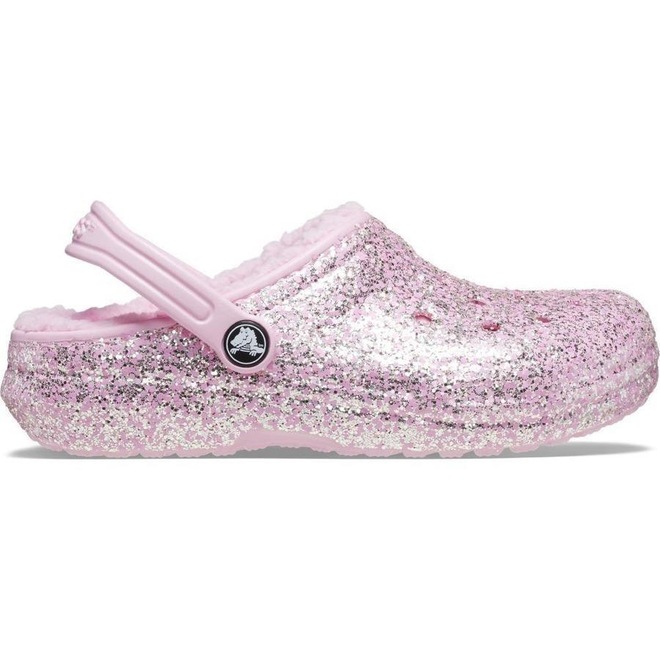 Sandália Crocs Classic Lined Glitter Clog K Flamingo - Feminino - Foto 1