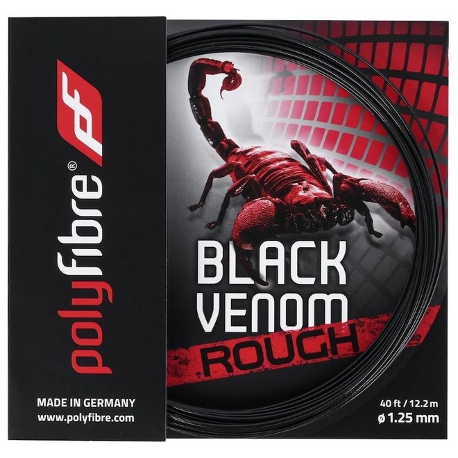 Corda para Raquete de Tênis Polyfibre Black Venom Rough 17L 1.25mm - Set Individual - Foto 1