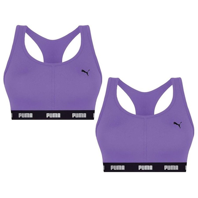 Kit de Tops Fitness com Bojo Puma Nadador - 2 Unidades - Feminino - Foto 1