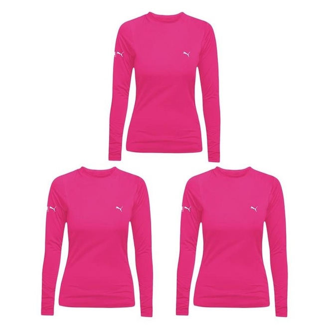 Kit de Camisas Térmicas Puma Manga Longa Uv50+ - 3 Unidades - Feminina - Foto 1