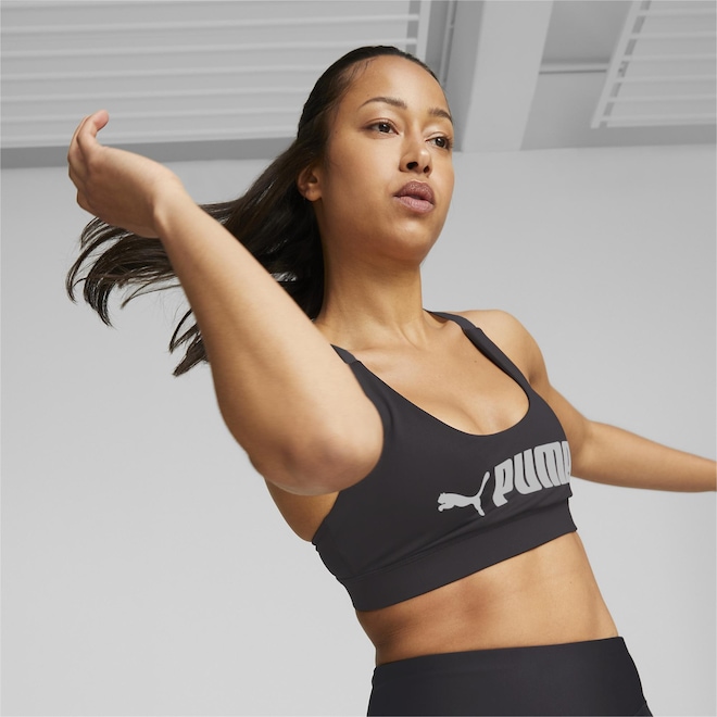 Top Fitness com Bojo Puma Mid Impact Fit Bra - Feminino - Foto 1