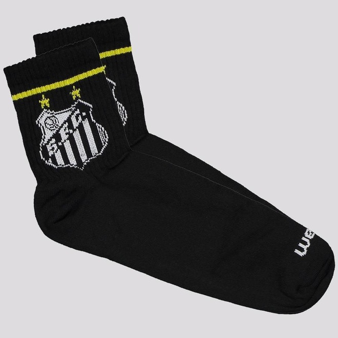 Meias do Santos Rikam Cano Médio Escudo - 38 a 43 - Masculina - Foto 1