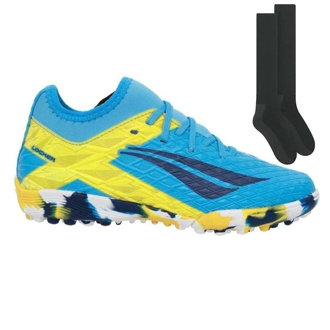 Chuteira Society Penalty Rx Locker Kids + 1 Par de Meiões - Infantil - Foto 1