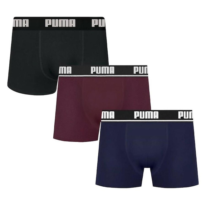 Cueca Boxer Puma Cotton - 3 unidades - Adulto - Foto 1