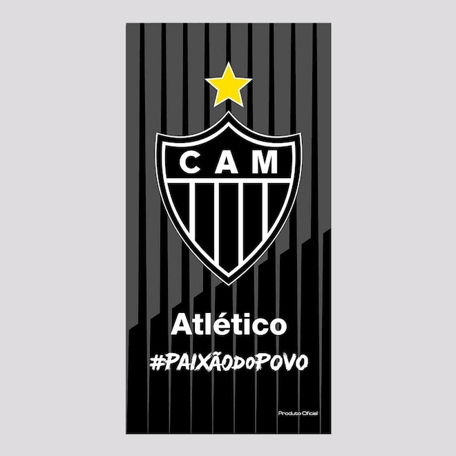 Toalha de Banho Bouton Atlético Mineiro Preta e Cinza - Foto 1