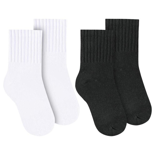 Kit Meias Cano Médio Selene Básica com 2 Pares - Infantil - Foto 1