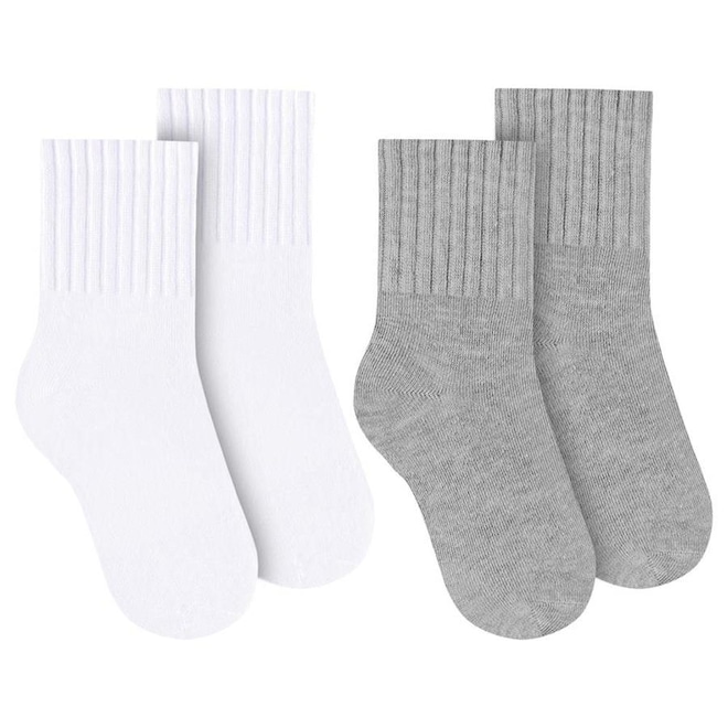 Kit Meias Cano Médio Selene Básica com 2 Pares - Infantil - Foto 1