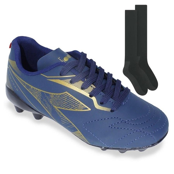 Chuteira De Campo Diadora Torneo + 1 Par De Meião - Infantil - Foto 1