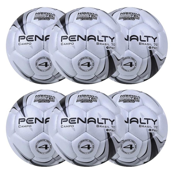 Kit de Bolas de Futebol de Campo Penalty Brasil 70 N4 X - 6 Unidades - Foto 1