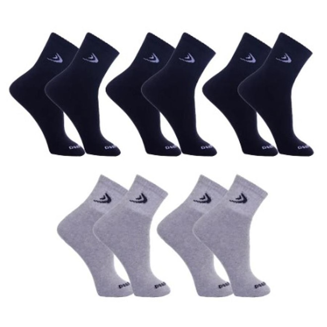 Kit Meias Cano Curto Dorbe Algodão - 5 Pares - Masculina - Foto 1