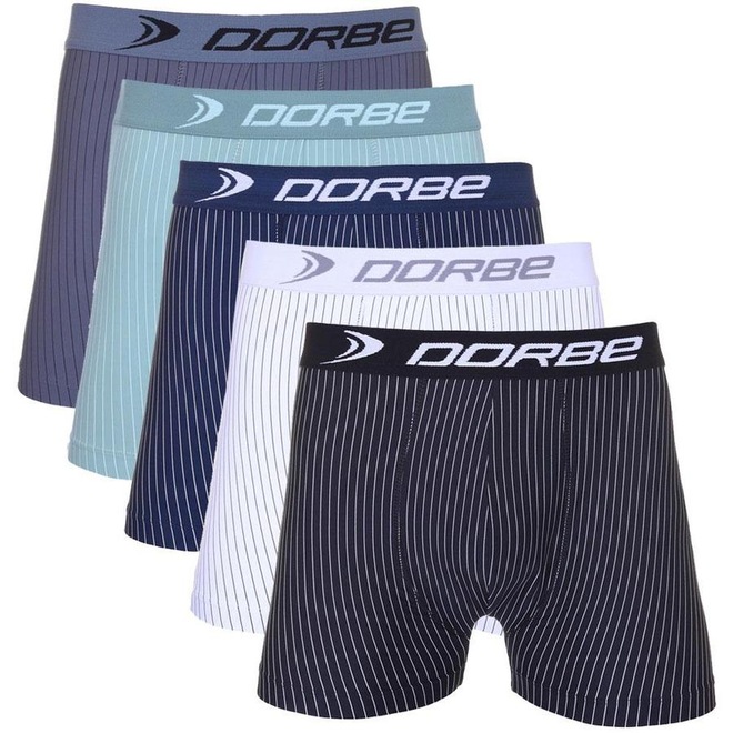 Kit Cuecas Boxer Risca de Giz Microfibra Dorbe - Masculina - 5 unidades - Foto 1