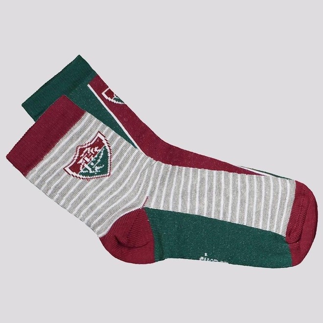 Kit Meias Rikam do Fluminense Cano Médio Escudo - 2 Pares - Infantil - Foto 1