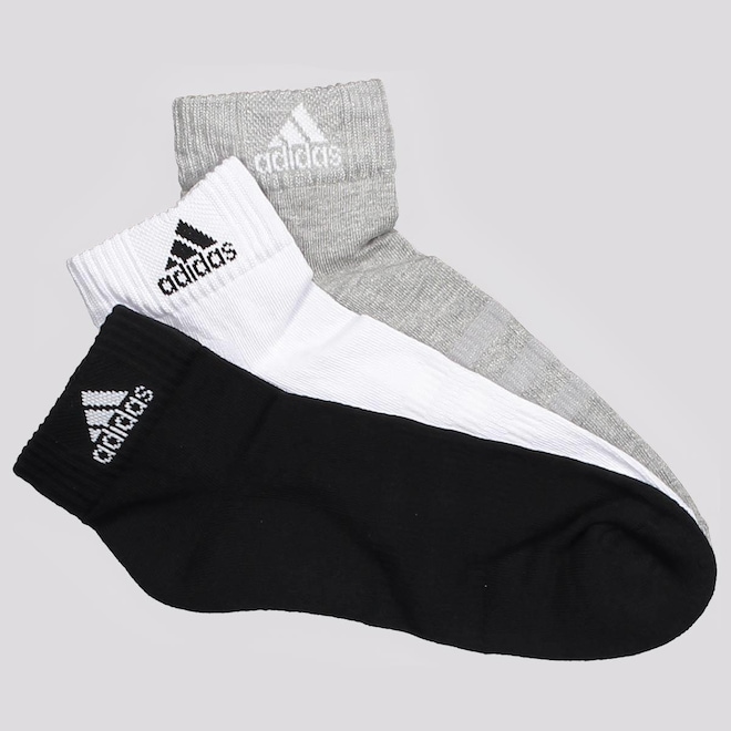 Kit Meia Cano Médio adidas Logo com 3 Pares - Adulto - Foto 1