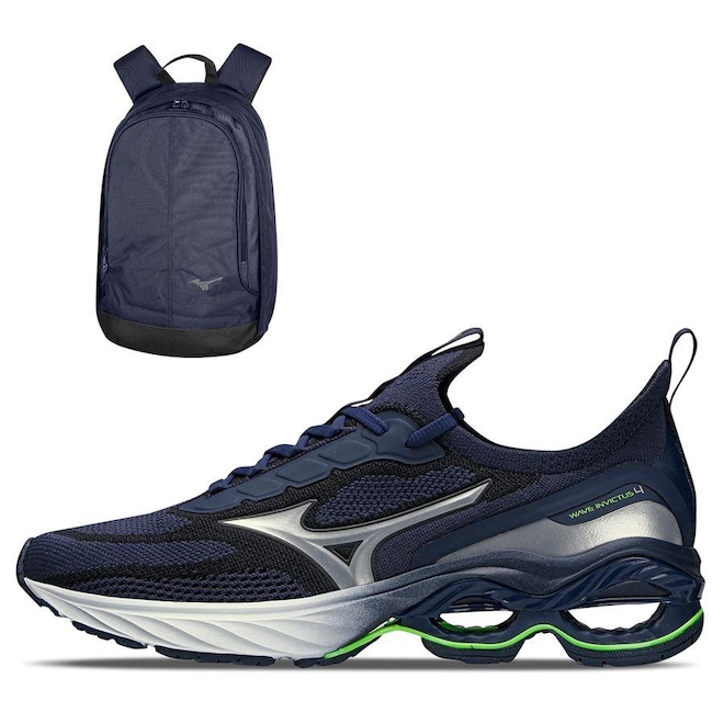 Tênis Mizuno Wave Invictus 4 + Mochila Fun New - Masculino - Foto 1