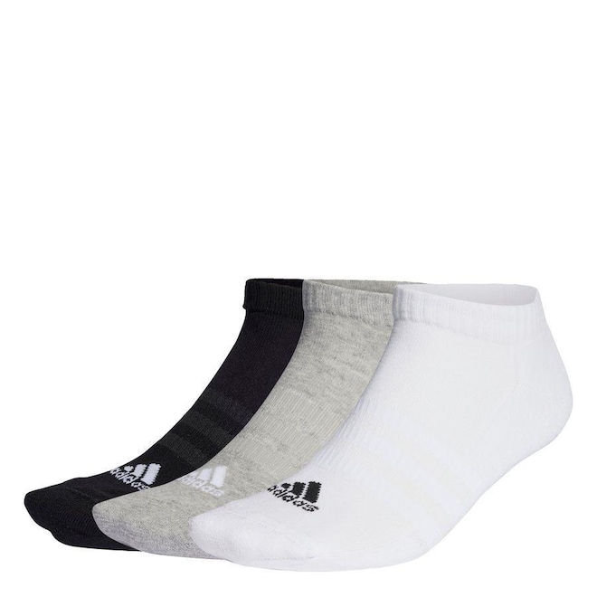 Kit de Meia adidas Cano Baixo Cush 3 Pares Adulto - Foto 1
