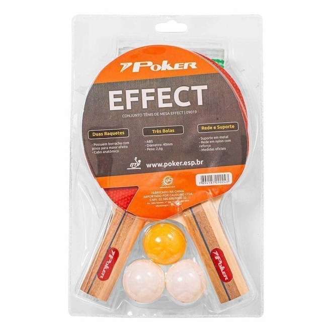 Kit Raquete Poker Kit Conjunto Tenis de Mesa Effect 09019- - Foto 1