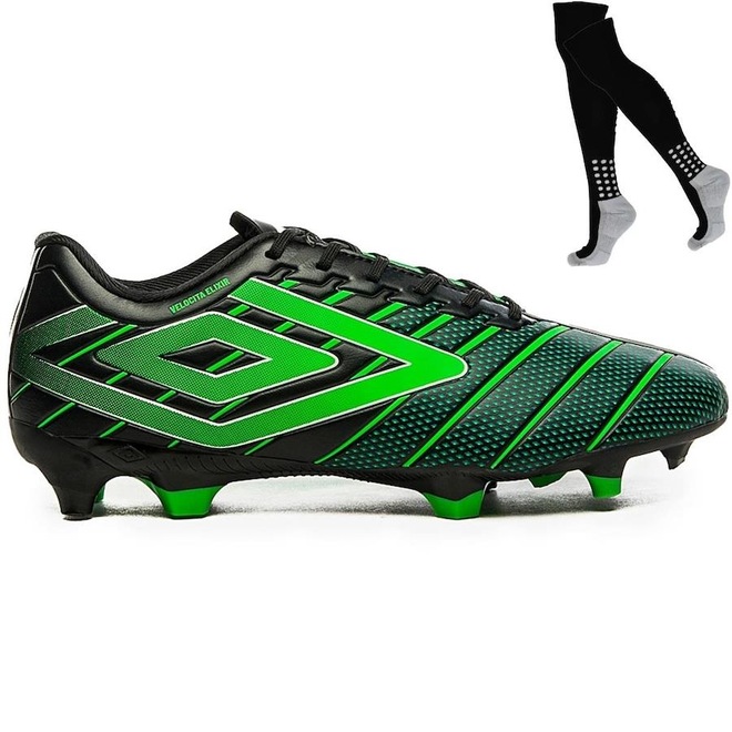 Kit Chuteira de Campo Umbro Velocita Elixir Club + Meião - Adulto - Foto 1