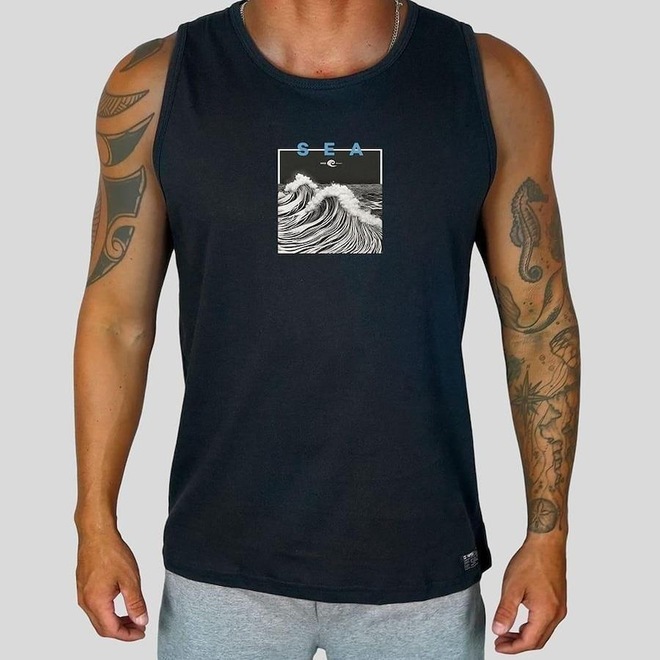 Camiseta Regata WSS Brasil Sea Wave Prime - Masculina - Foto 1