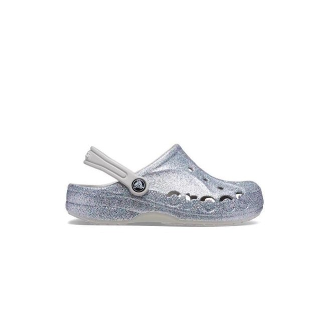 Sandália Crocs Baya Glitter Clog Silver - Unissex - Foto 1